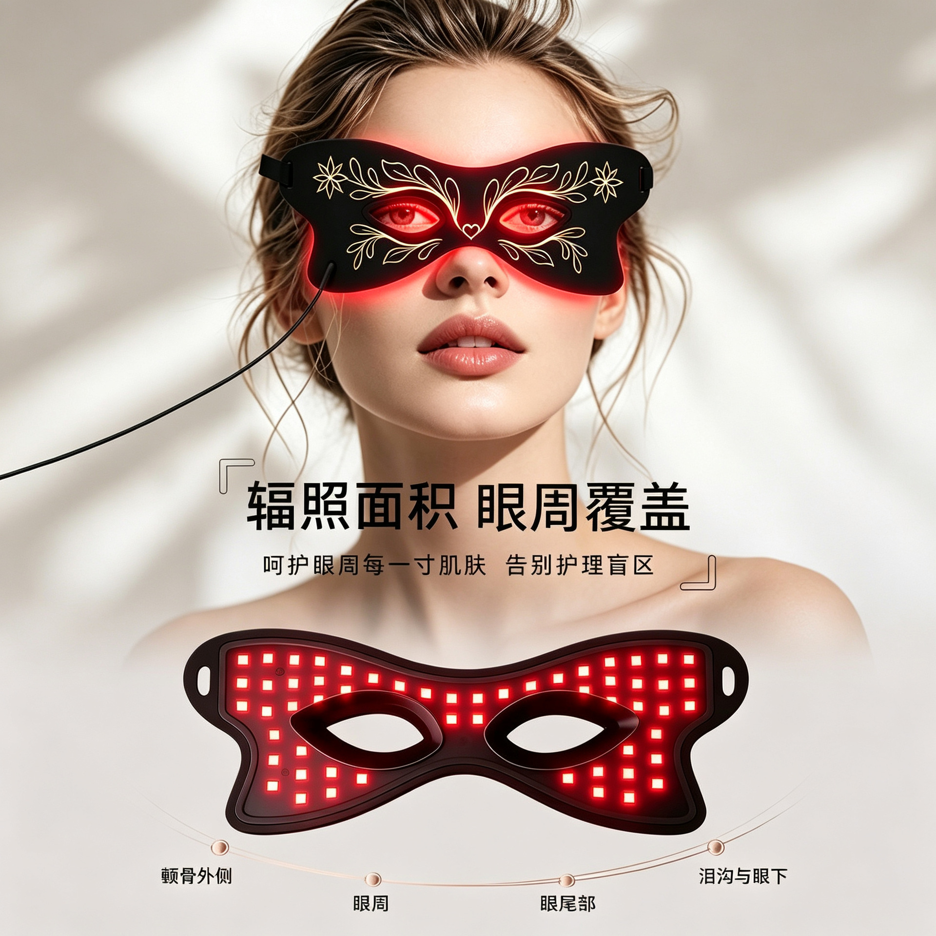 光led红光美容眼罩眼袋眼纹眼部按摩仪黑眼圈硅胶美眼仪
